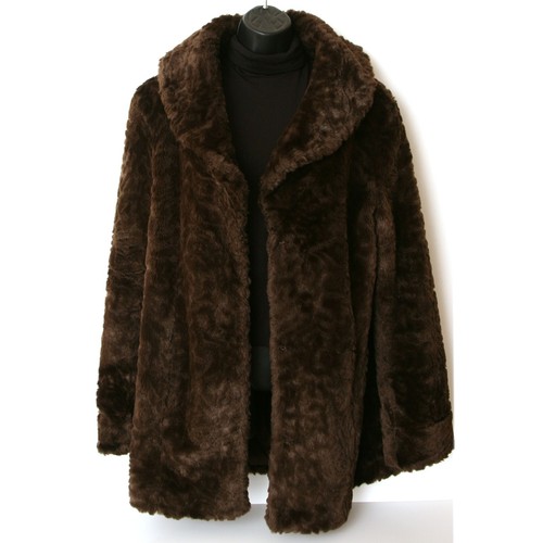 Vintage brown faux fur jacket - brown,