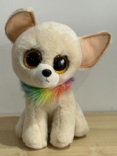 TY Beanie Boos Chewey Dog 2019 Large Plush  – Glitter Eyes & Rainbow Fur Collar