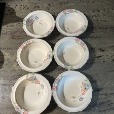 Vintage 1930’s Crown Ducal Wild Rose 2635  6 X Dessert Bowls  Art Deco 15 Cms D