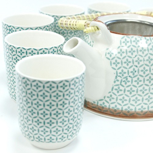 Green mosaic herbal teapot set - mosaic,