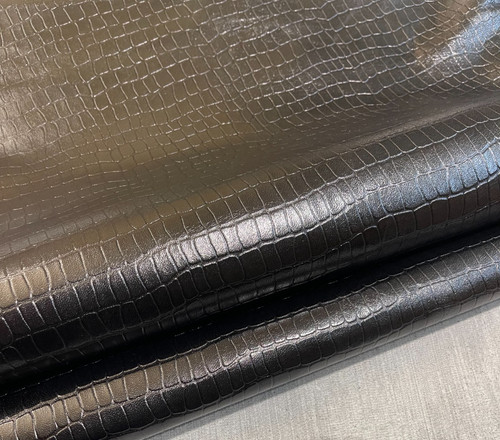 Black crocodile leather - black, crocodile,leather