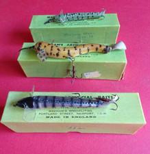3X VINTAGE PERCY WADHAM LURES IN RELATED BOXES