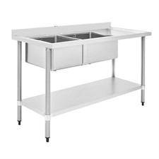 Double bowl right hand drainer catering sink