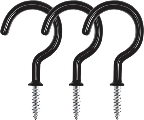 Black cup hooks heavy duty - black,