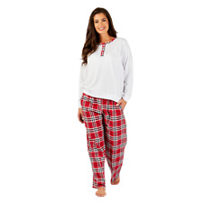 Womens Winter Check Flannel Cotton Pyjamas Set With Long Sleeve Top Loungewear