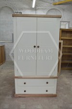 HANDMADE COUNTRY GENTS WARDROBE IVORY / LIGHT OAK WAX (NOT FLATPACKED)