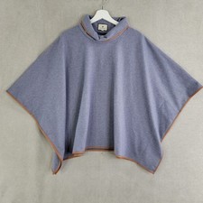 Tuckernuck Poncho Women One Size Gray Piper Turtleneck Leather Trim Cape Shawl