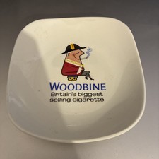 Vintage Woodbine White Ceramic Ashtray Britain's Biggest Selling Cigarettes