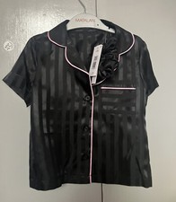 Girls PJ Set - Black Satin Style Scrunchie, Shirt & Shorts - (Age 4yrs)