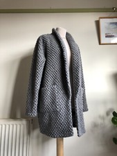 GESTUZ 60% Wool Grey 'Freya' Open Jacket 38 UK 10 12 Boiled Wool Textured Quirky