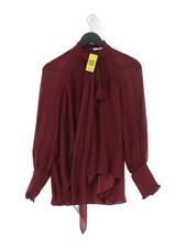 Erdem Women's Blouse UK 8 Red 100% Silk Long Sleeve High Neck Basic