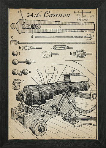 Old naval cannon framed wall - naval,