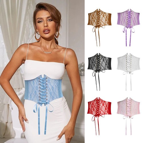 Wide lace corset waist - corset,