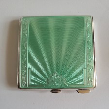  solid  Silver & Guiloche Enamel  Powder Case By Broadway &co