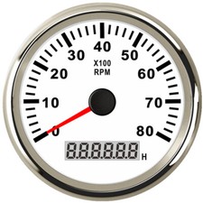 85mm(3-3/8") White Tachometer