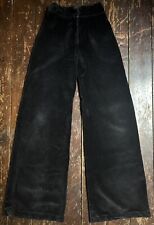 Vtg 60s 70s JOHN ROBERTS Boho Black Velvet High Waist FLARED Trousers XXS 4