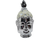 New Silver +Ivory Floral Diamantes Mille Fleurie Buddha Head Decorative Ornament