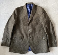 M&S Moon Tweed Blazer Jacket Men’s 42R Brown 100% Wool Herringbone Outdoor