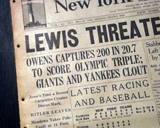 JESSE OWENS Berlin Olympics Black Track & Field Wins GOLD Medals 1936 Newspaper