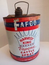 Vintage Rare FAFCO HARVEST KING VAPONA CATTLE SPRAY 5 Gallons Tin Metal Can