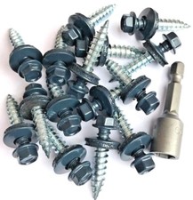 TEK ROOFING SCREWS BOLTS  FIX CORRUGATED SHEET TO TIMBER SLATE BLUE FREE BIT
