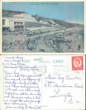 Sea front from pier beach scene Boscombe Dennis Productions 1950 postmark Cities