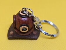 Keyring Key Ring - Nautical Diving Helmet Wooden