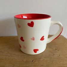 Unbranded Heart Design Mug Red Pink Cream Stoneware Valentine Love 350ml - 9.5cm