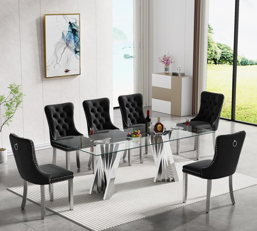 Piece glass dining - 7,
