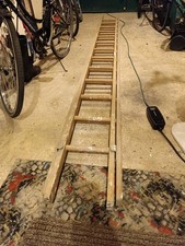 Vintage Wooden 26 Rung Double Extension Ladder