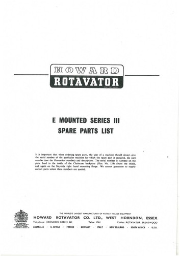 Howard rotavator mounted - rotavator, e