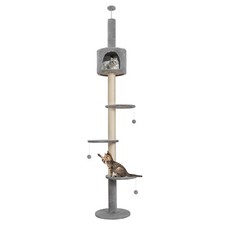 Floor to Ceiling Cat Tree Tower Climbing Activity Center with Condo 220-260cm