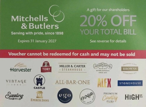 Mitchells butlers off - mitchells, 20%