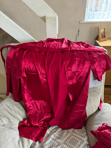 Red satin cami nightdress - satin,