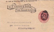 GB London 1903 1d W H Smith Newspaper Wrapper to Sylland Denmark