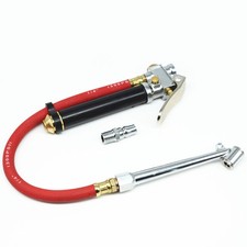 Tire Dual Chuck Inflator Air Gun Car Pressure Gauge Manometer Compressor Hose
