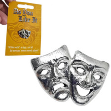 Comedy tragedy pewter - tragedy, pin