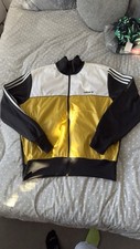 Vintage Adidas Tracksuit Top Black/Yellow/White 2XL