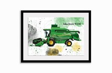 Tech Drawing Blueprint John Deere W440 cutaway Combine Harvester Poster Print