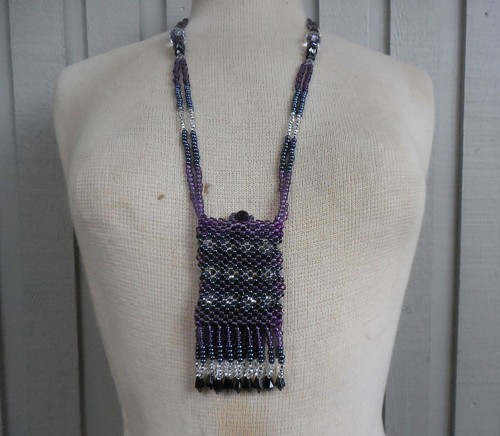 Beaded necklace pouch purse - necklace,