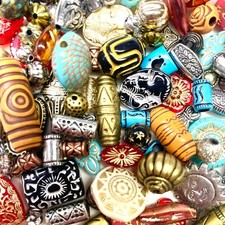 100+ Tribal Ethnic Antique Style Mix Design Mix Sizes Handpicked Acrylic Beads