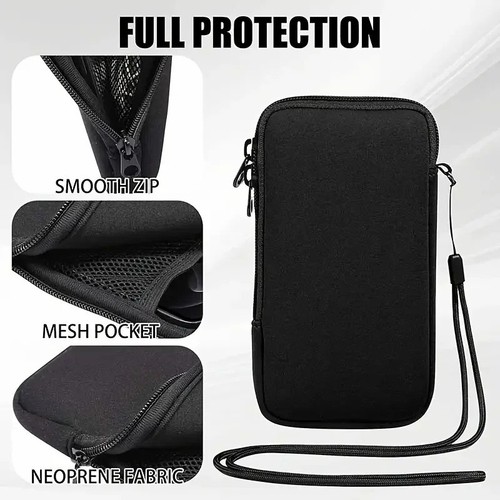 Black phone case neoprene bag - black,