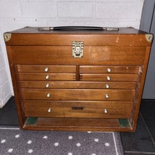 Vintage Engineers 7 Drawer and Lift up Top Wooden Tool Chest Rare Good Condition