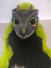 Black and green dino mask
