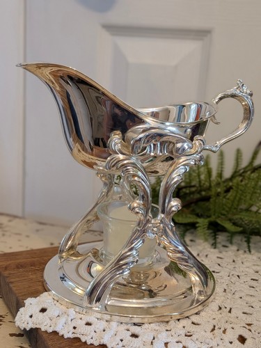 Vintage silver gravy - , boat