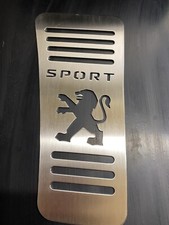 PEUGEOT 206 SPORT LOGO FOOT REST PEDAL STAINLESS STEEL WITH BLACK RUBBER