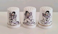 Vintage Thimble 80s Pierrot Clown x 3 Collectable Rare 