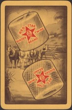 Playing Cards Single Card Old * RED STAR BINDER TWINE Farm String Advert HORSES