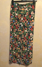ZARA SIZE XS (6-8) MULTICOLOURED FLORAL PRINT WIDE LEG TROUSERS Viscose PANTS