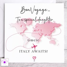 Personalised Bon Voyage Card, Emigrating Moving Abroad Card, Congratulations